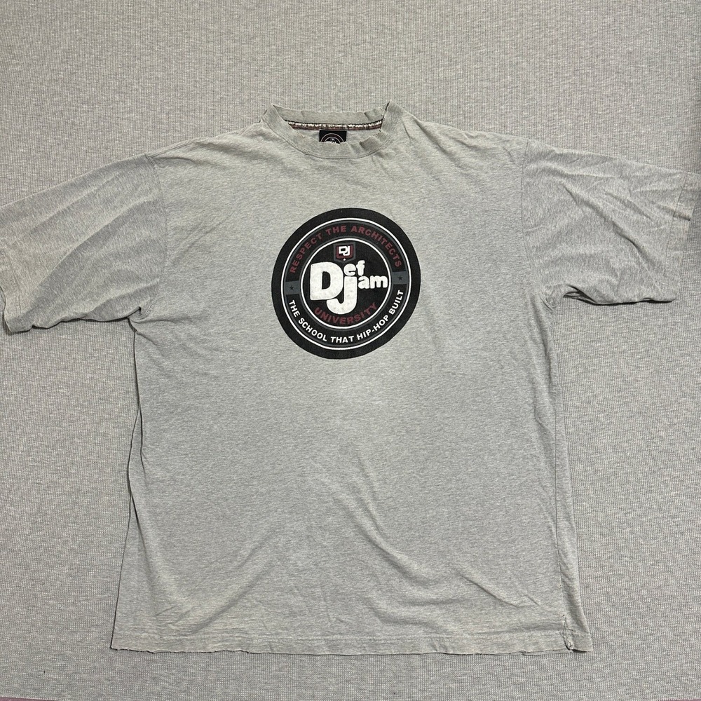 Def Jam University Mens XXL Gray‎ Hip Hop Graphic Tee Y2K as-is